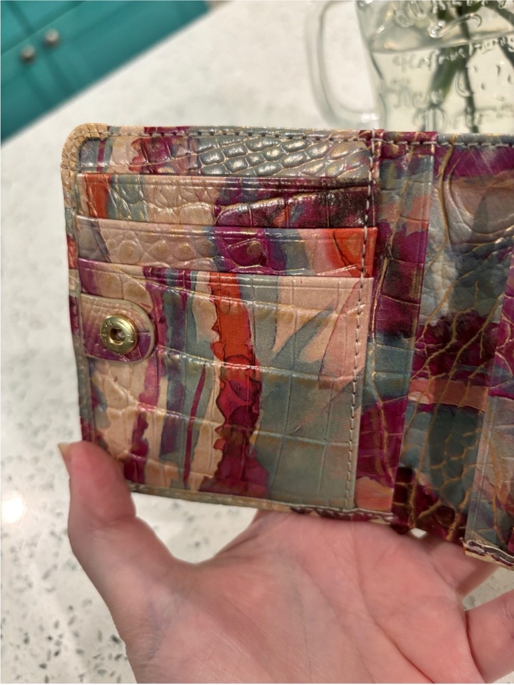 Brahmin Jane Destiny Bifold Wallet Pink Purple Cream - Picture 7 of 12